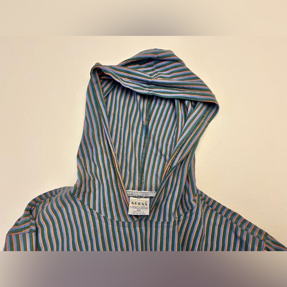 Guess Blue and White Striped Hoodie - Picture 12 of 13